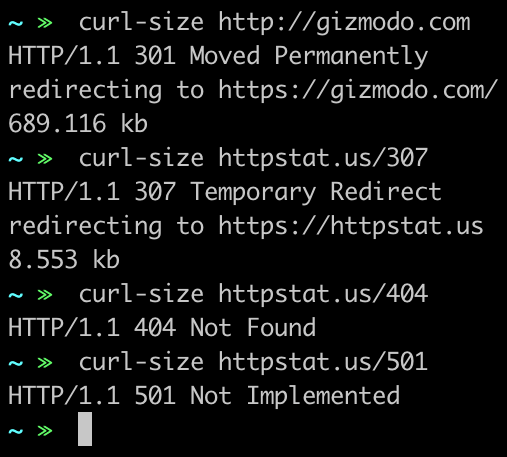 curl-size returning a 301