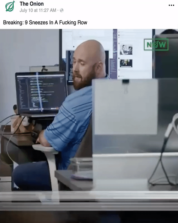 A looping image of confused office worker.
